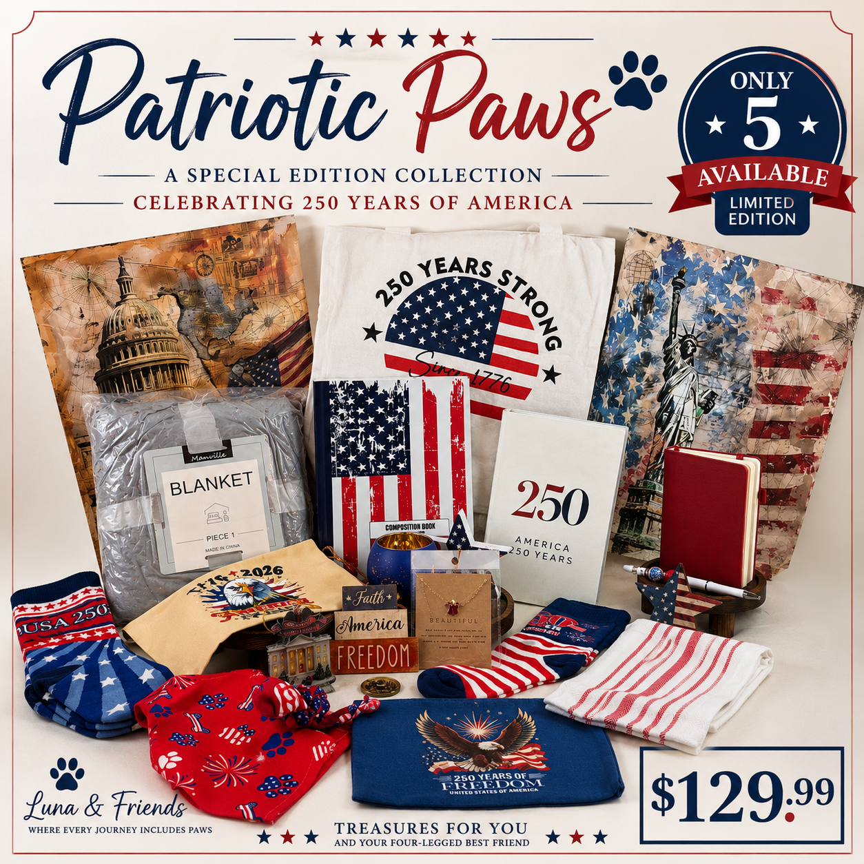 ONLY 5 AVAILABLE-Patriotic Paws Collection
